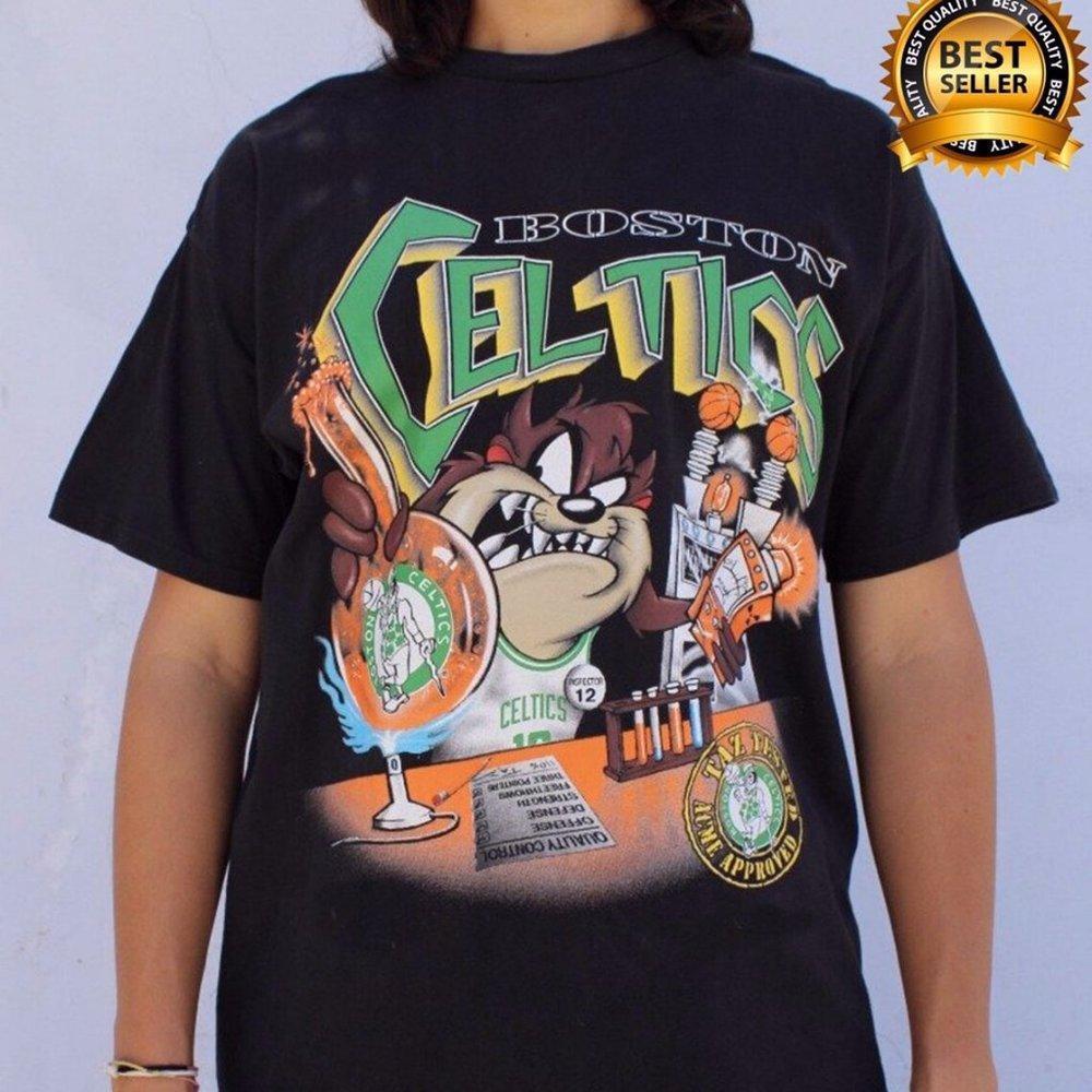 Retro Nba Boston Celtics Taz Looney Tunes Black T-Shirt, Boston Celtics Tees